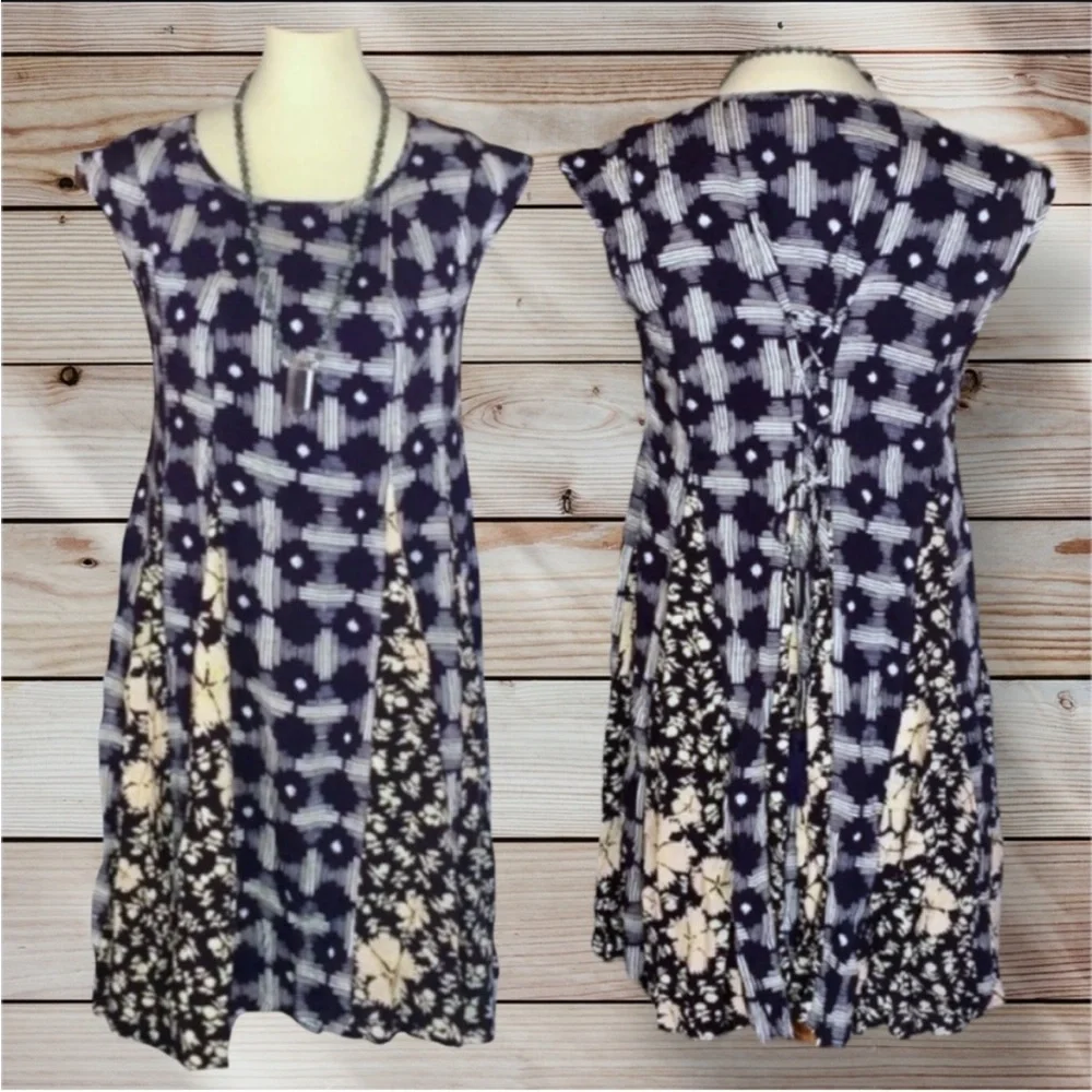 MaEVe Floral Panel Indigia Swing Midi Dress Anthropologie Small VGUC - Picture 4 of 16